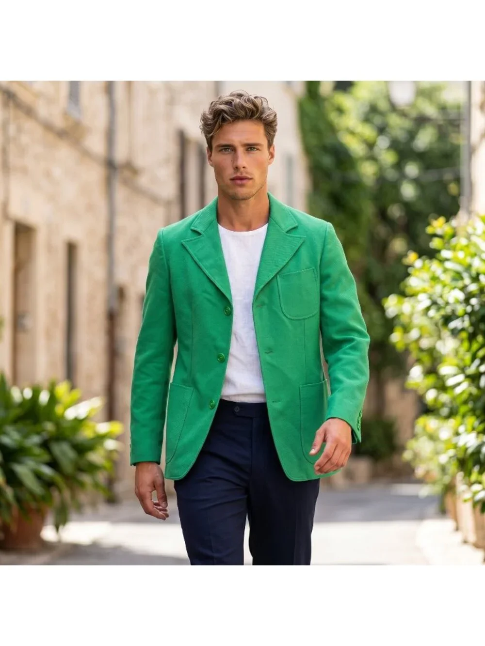 70s Mens Green Sports Jacket Blazer Sz XS 34 VTG Retro‎ Polyester Cosplay